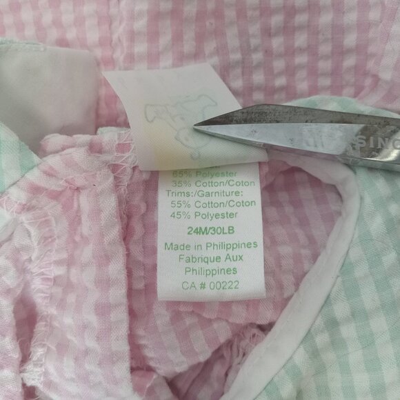 Vintage Sears Baby Pink Checkered Gingham Toddler Dress Sz 2T 24 Months Flower - Picture 13 of 15